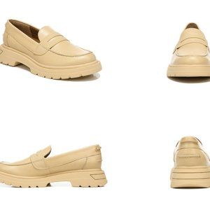 Franco Sarto Chunky Platform Leather Reza Loafers Beige Size 9